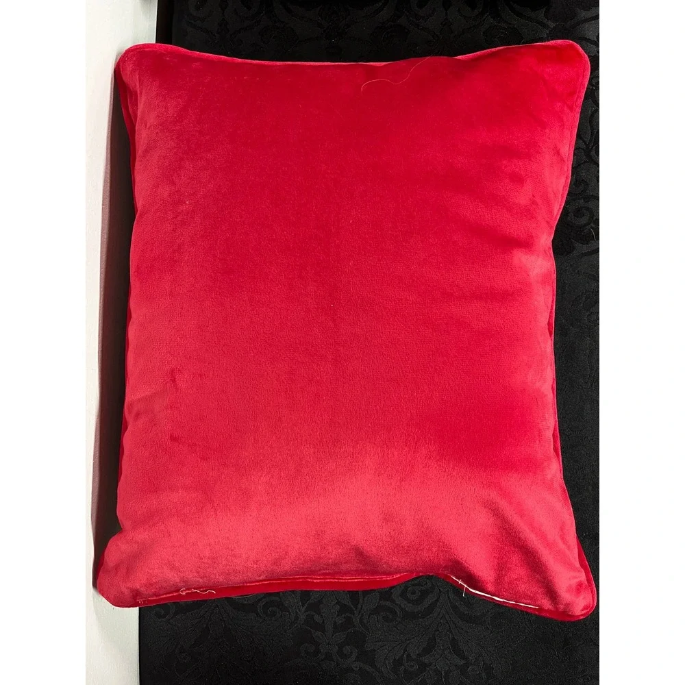 Vtg Style Santa Claus Christmas Throw Pillows Set of 2 Red Velvet Back 16x14 in